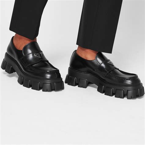 mens prada logo loafers|prada monolith loafer.